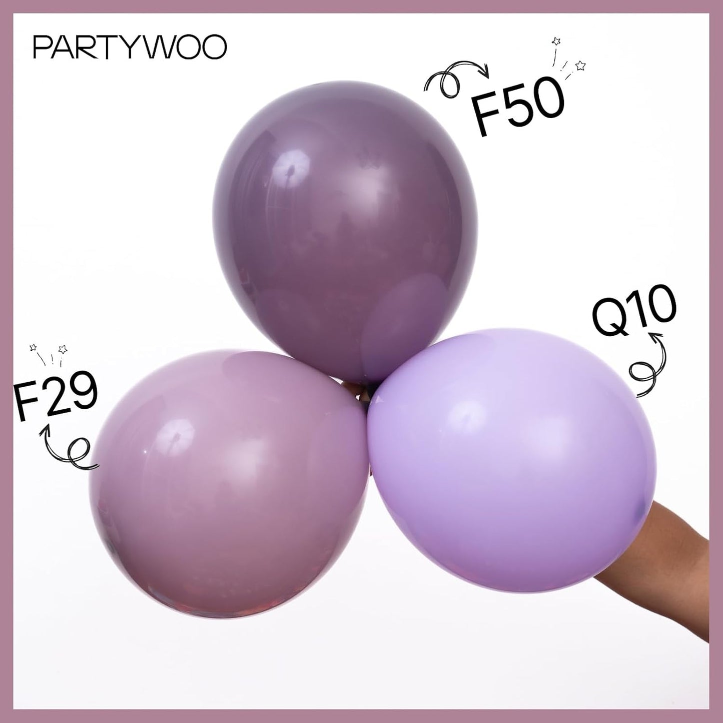 PartyWoo Dusty Purple Balloons 50 pcs 12 Inch Matte Lavender Lilac Latex Helium Balloons for Wedding Baby Shower Gender Reveal Graduation Birthday Party Decorations Purple-F29