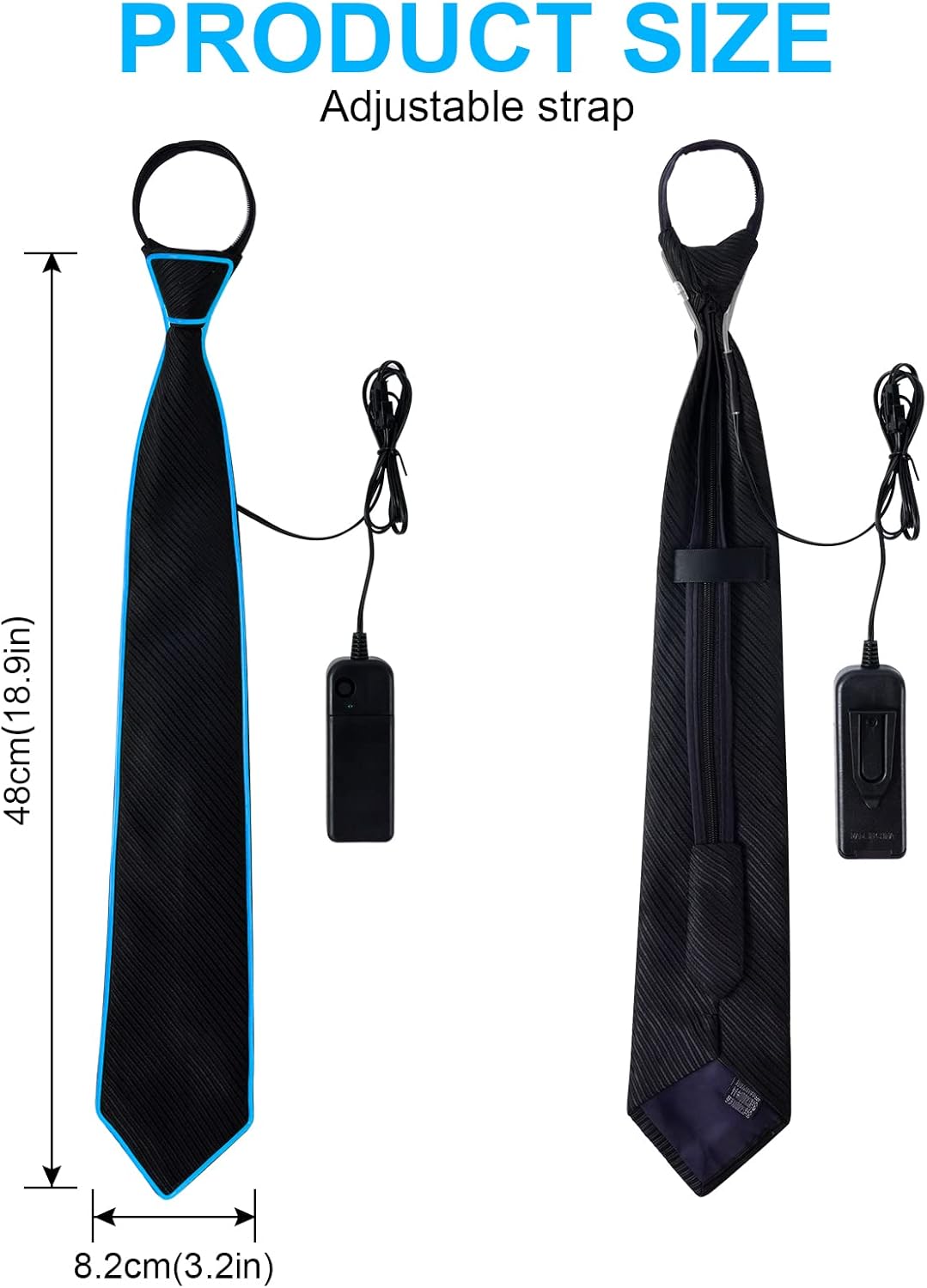 Ainiv Light Up Neckties Bowties Suspenders LED Party Supplies Glow in the Dark Adjustable for Women and Men Parties