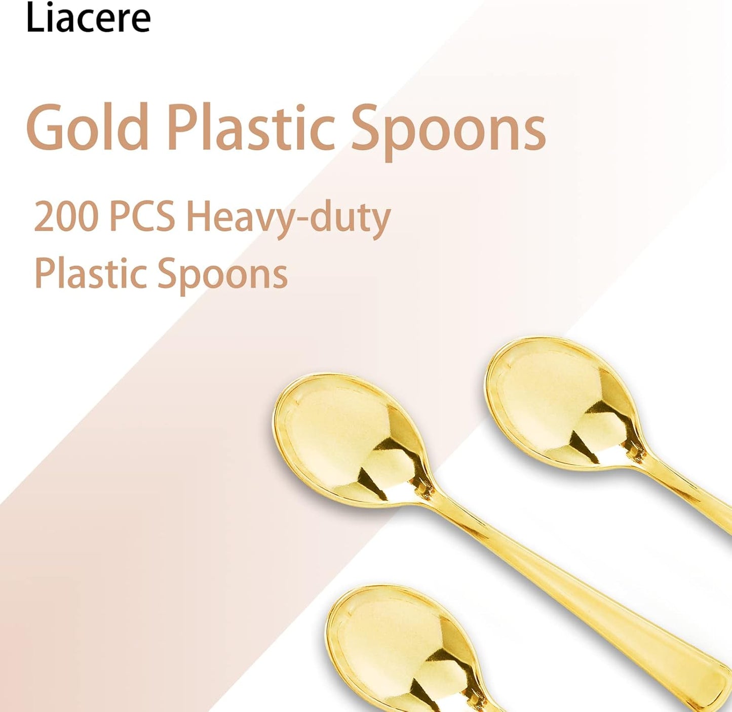Liacere 200 Pack Gold Plastic Spoons - 6.7 inch Heavy Duty Plastic Spoons - Heavyweight Gold Disposable Spoons for Parties & Weddings & Restaurants & New Year & Fall Decor