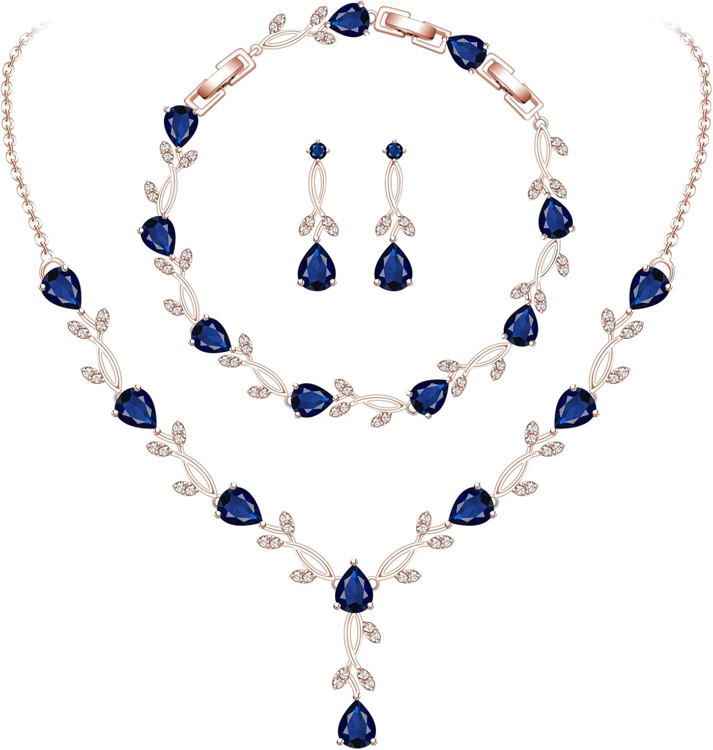 GZWHD Wedding Jewelry Sets for Bride Bridesmaid Women Cubic Zirconia Necklace Earrings Bracelet Set Gift for Mother Friend Wife Daughter Sister Party Prom Jewelry