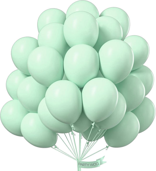 PartyWoo Mint Green Balloons 50 pcs 12 Inch Pastel Light Green Latex Helium Balloons for Birthday Baby Shower Gender Reveal Wedding Anniversary Graduation Party Decorations Green-Q06