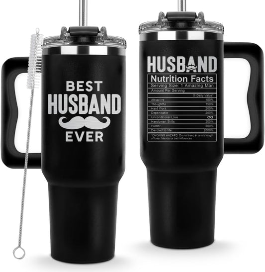 Vivulla68 Best Husband Ever Tumbler 40 Oz, Hubby Coffee Mug From Wife, Worlds Best Husband Gifts Idea, Wedding Anniversary, Valentines Day, Christmas, Birthday Gifts For Men, Him, Hubby Cup Presents
