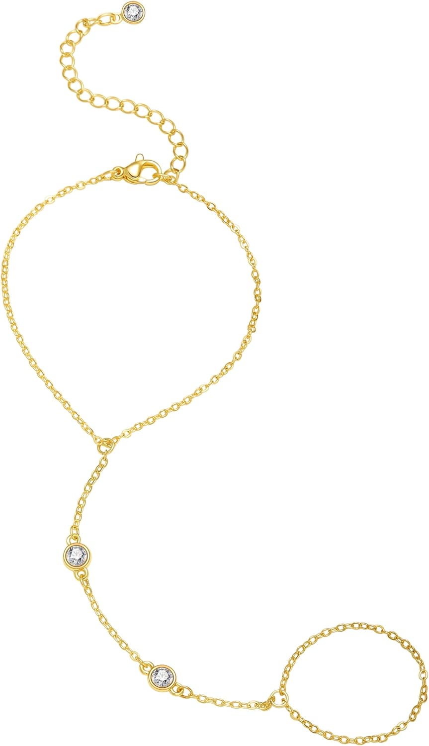 Listine Hand Chain Bracelet 14K Gold Plated Ring Bracelet Hand Chain Trendy Stuff for Women Dainty Hand Bracelets with Finger Ring Hand Jewelry for Women