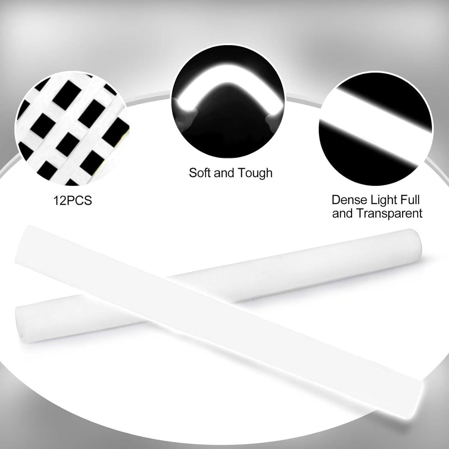 Glow Foam Wand, 36 Pcs White Giant LED Light Up Sticks 3 Modes Flashing Glowing Baton Wands Party Supplies for Wedding, Raves,Concert,Birthday,Christmas, Halloween,Sporting Events