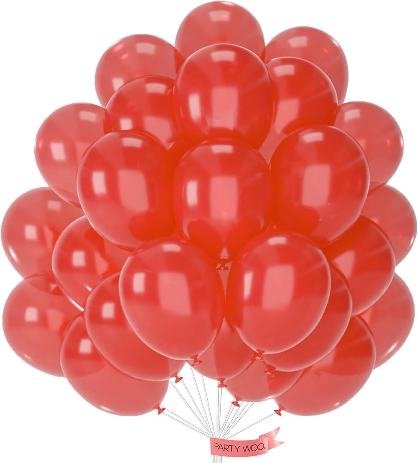 PartyWoo Pearl Red Balloons - 50pcs 12 Inch Balloons for Garland or Arch, Birthday, Wedding & Baby Shower Decorations