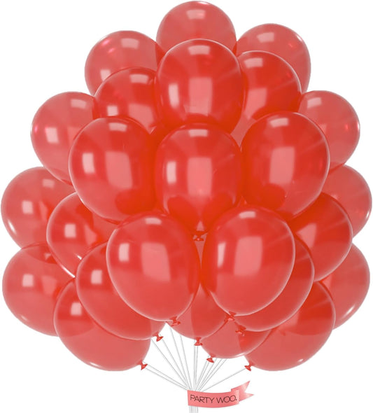 PartyWoo Pearl Red Balloons - 50pcs 12 Inch Balloons for Garland or Arch, Birthday, Wedding & Baby Shower Decorations