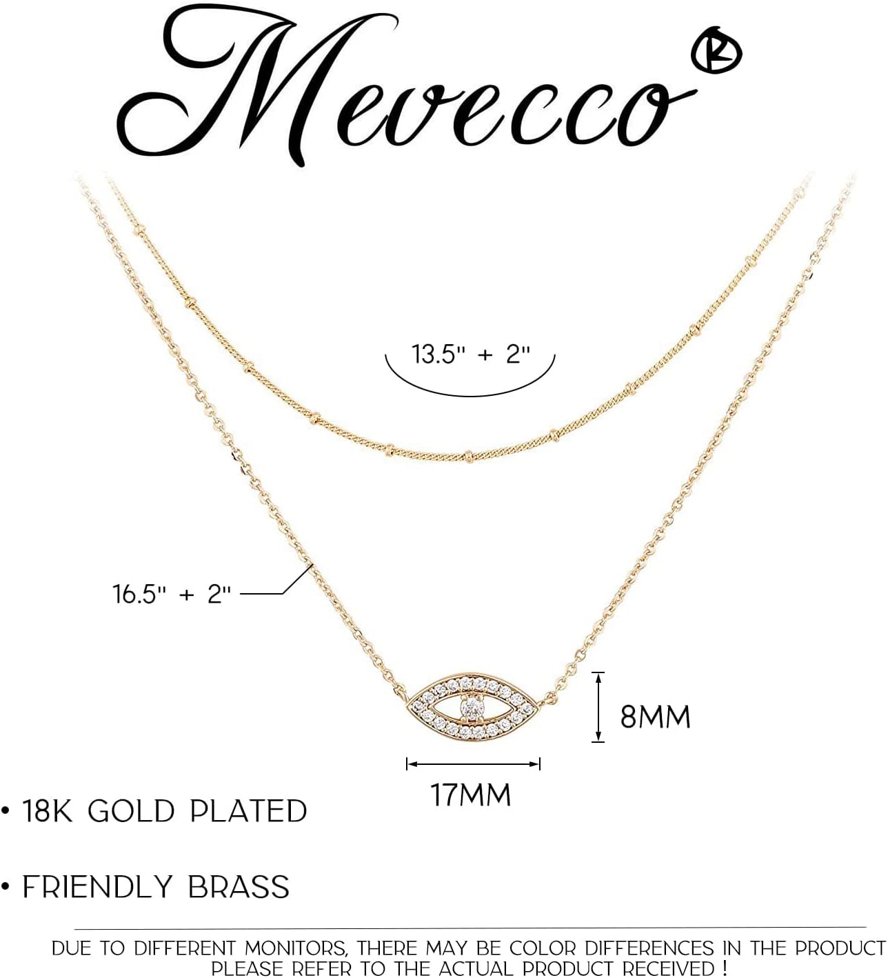 MEVECCO Layered Heart Necklace Pendant Handmade 18k Gold Plated Dainty Gold Choker Arrow Bar Layering Long Necklace for Women