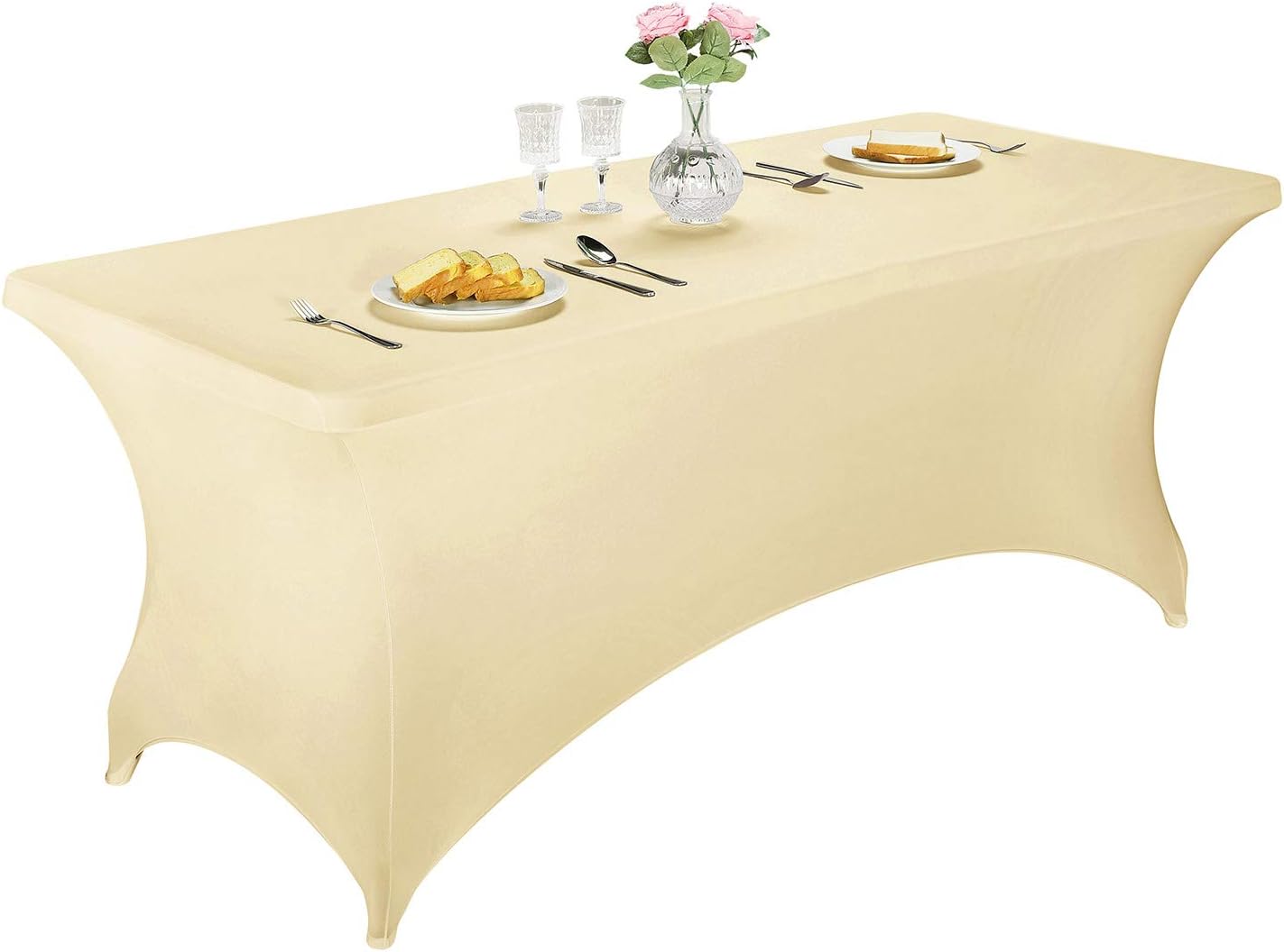 LZY Spandex Fitted Stretch Table Cover for 6 ft or 4ft or 8ft Folding Table, Rectangular Cocktail Tablecloth, Perfect for Party or Banquet