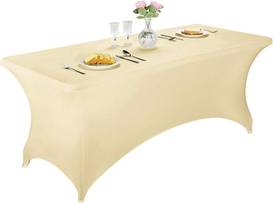 LZY Spandex Fitted Stretch Table Cover for 6 ft or 4ft or 8ft Folding Table, Rectangular Cocktail Tablecloth, Perfect for Party or Banquet