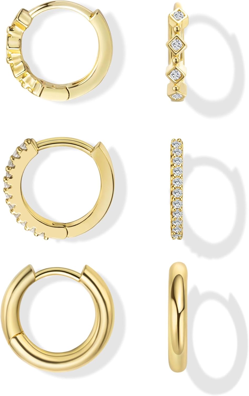 Gold Earrings for Women, 14k Gold Plated Dangle Huggie Earrings for Women Trendy Dainty Gold Hoop Earring Stacks Hypoallergenic Pearl Chain Drop Cartilage Earring Fashion Womens Jewelry