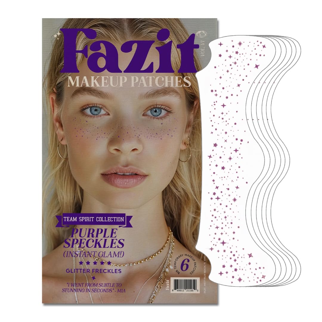 Fazit Makeup Patches - Purple Speckles - Glow Up Make-Up Patches - Cute Glitter Makeup Accessories for Women - Cosmetic Glitter for Face