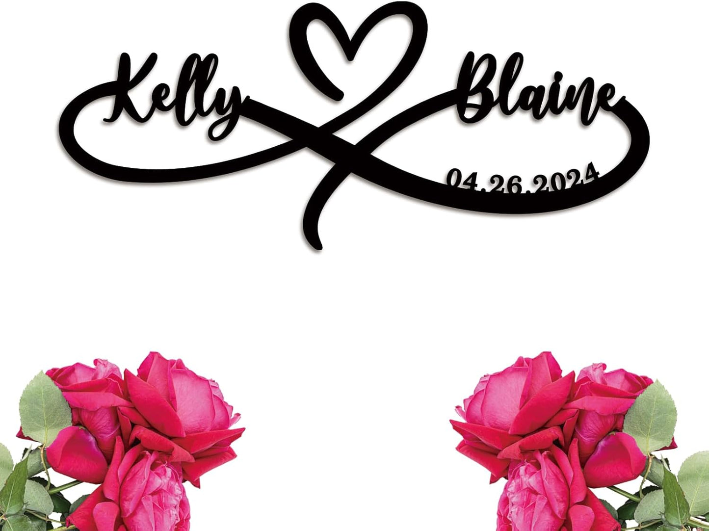 Personalized Infinity Signs with Couple Name - Metal Name Signs for Wedding Gifts, Engaged Couples & Newlyweds