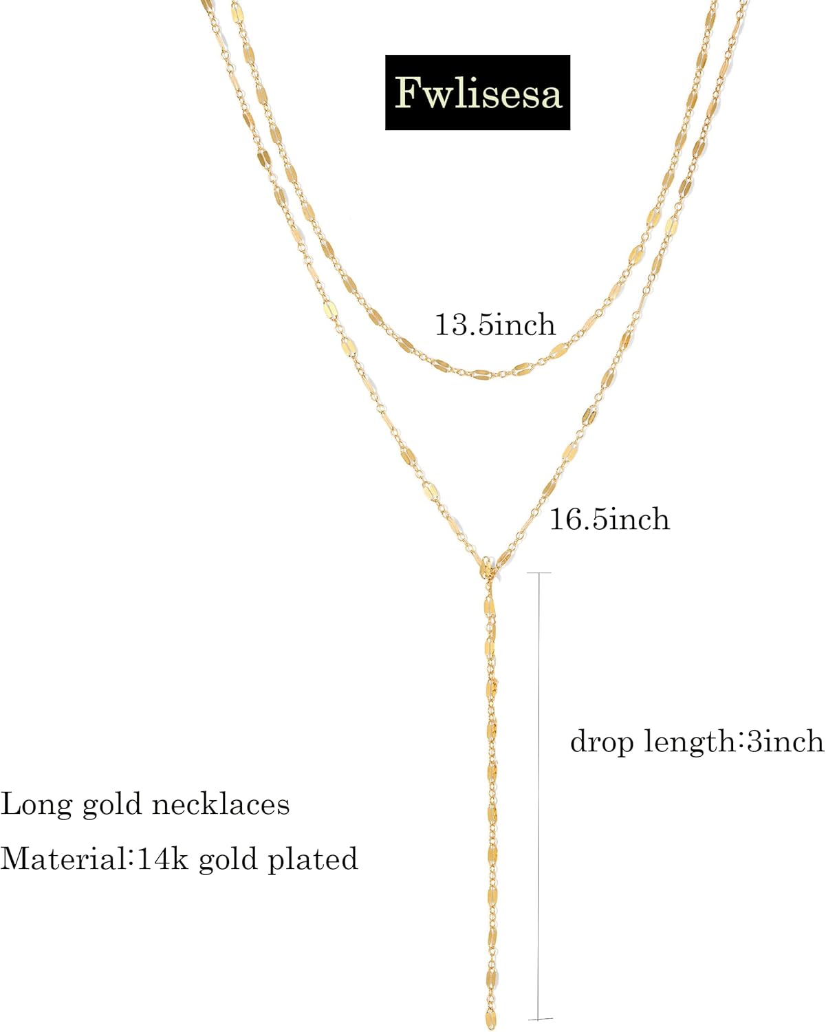 Gold Necklace for Women, Dainty Gold Long Necklaces 14k Gold Plated Prom Lariat Necklace Cute Choker Necklaces for Women Trendy Stuff Fashion Costume Gold Accessories Christmas Jewelry Gifts