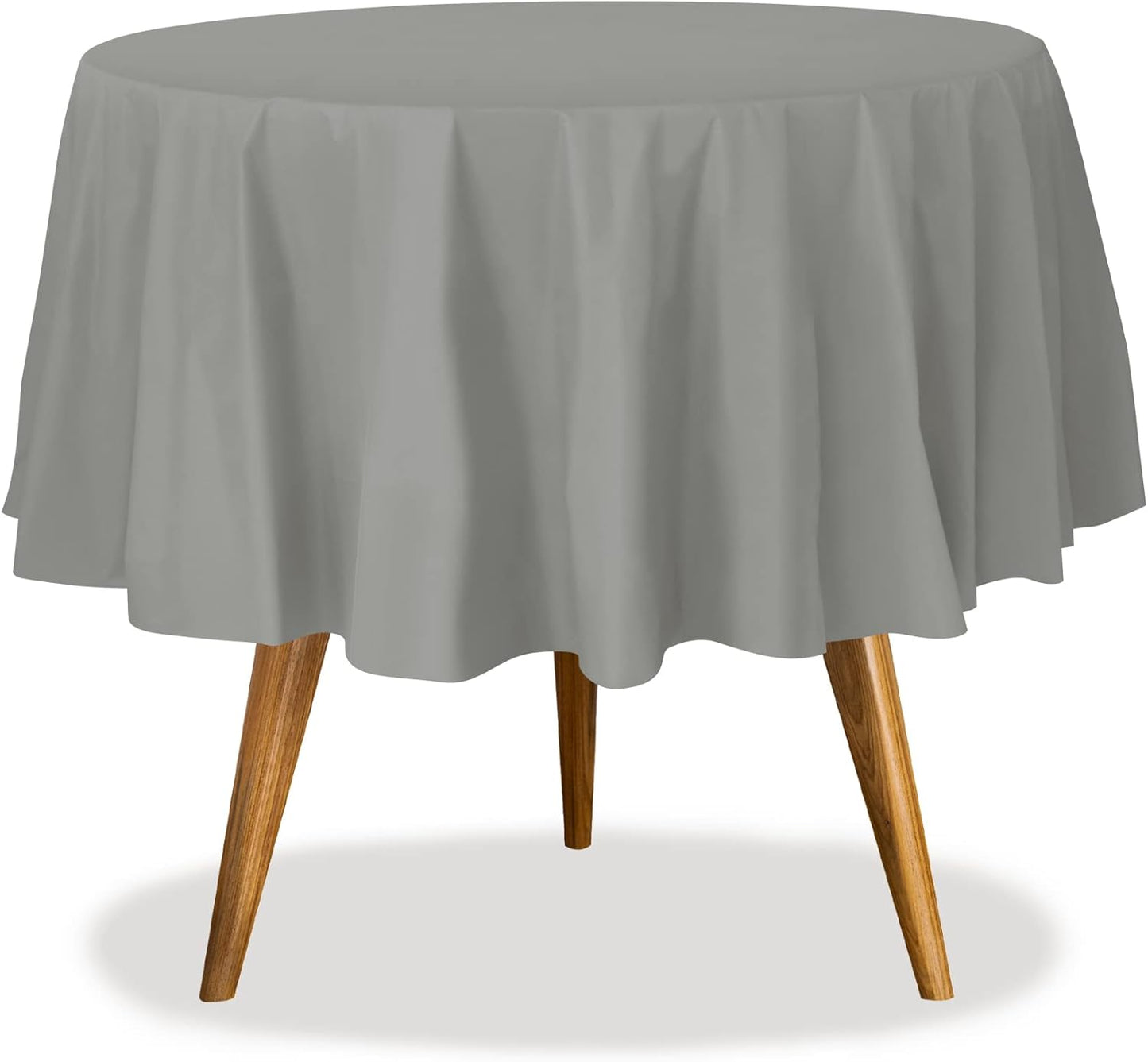 Silver Disposable Plastic Tablecloth for Round Tables (36 Pack) Table Cloths for Parties, Events & Weddings, Indoors & Outdoors, 84 inches, Plastic Table Cover
