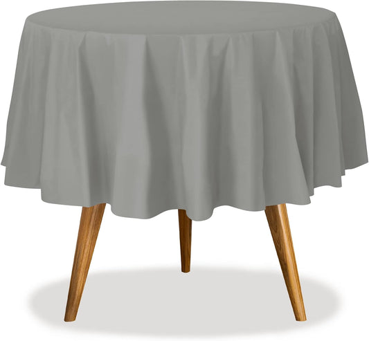 Silver Disposable Plastic Tablecloth for Round Tables (36 Pack) Table Cloths for Parties, Events & Weddings, Indoors & Outdoors, 84 inches, Plastic Table Cover