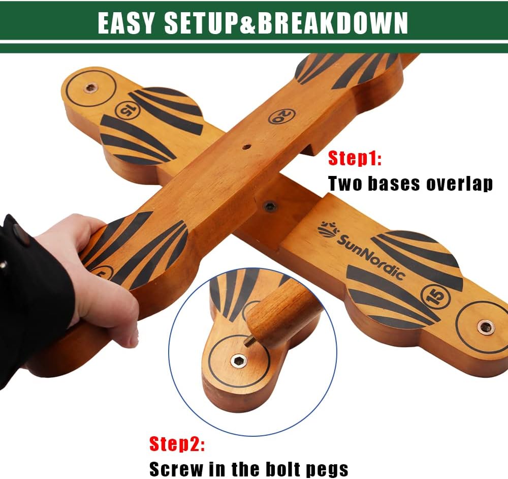 Wooden Ring Toss Game Set, Backyard Beach Camping Game with Toss Rings & Portable Carrying Bag, Outdoor Lawn & Yard Games for Kids, Adults & Family