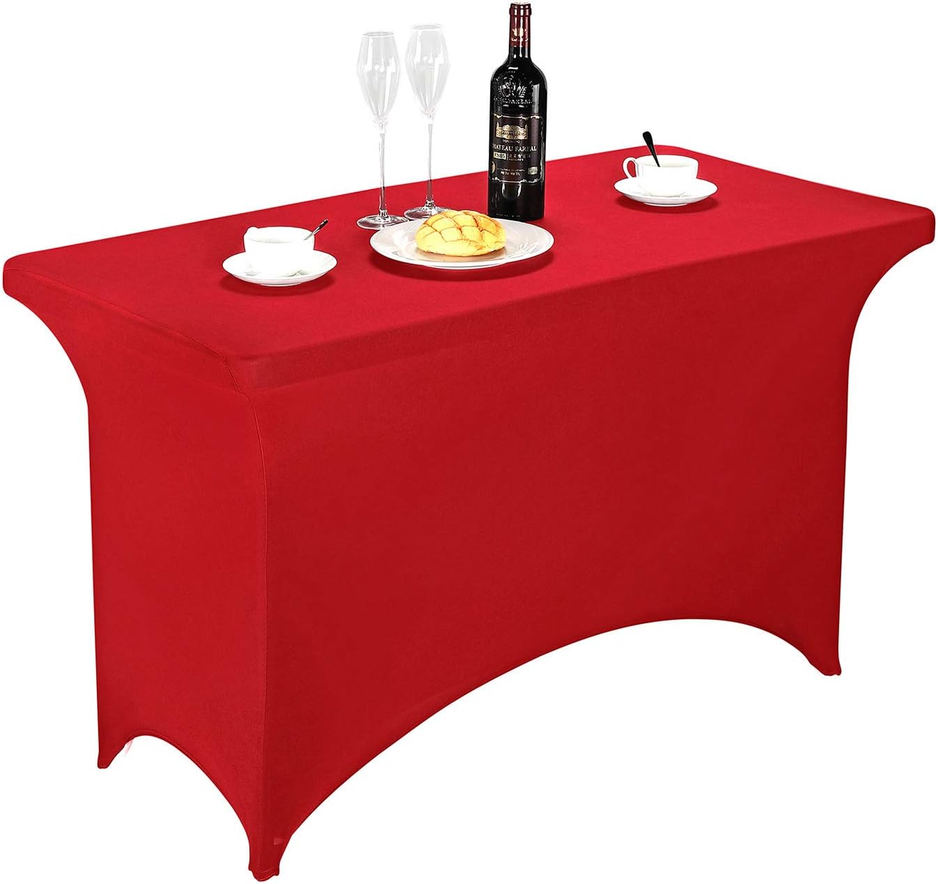 LZY Spandex Fitted Stretch Table Cover for 4ft or 6ft or 8ft Folding Table, Rectangular Cocktail Tablecloth, Perfect for Party or Banquet