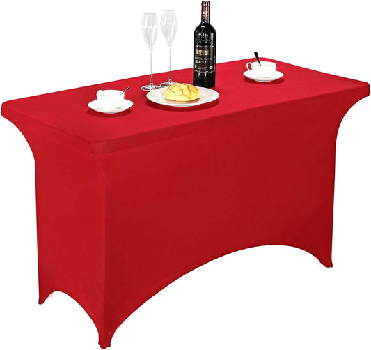 LZY Spandex Fitted Stretch Table Cover for 4ft or 6ft or 8ft Folding Table, Rectangular Cocktail Tablecloth, Perfect for Party or Banquet