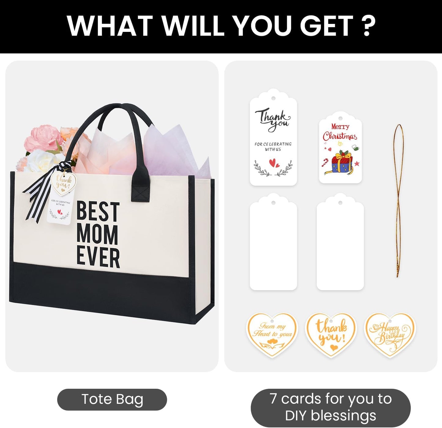 BAGAIL Initial Tote Bag, Personalized Birthday Gifts for Women, Teacher, Friends, Mom, Wedding, Monogrammed Beach Bag