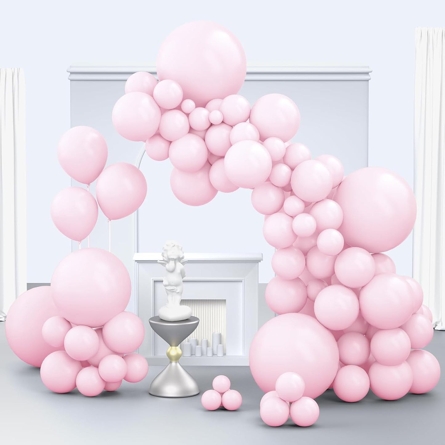 Pastel Pink Balloons, 150 pcs Different Sizes Pack of 18 Inch 12 Inch 10 Inch 5 Inch Baby Pink Balloons for Balloon Garland Balloon Arch as Birthday Party Decorations