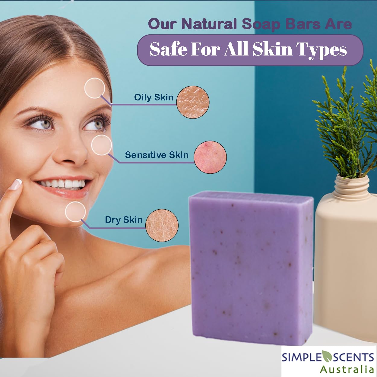 Simple Scents Australia Lavender with Flowers Scented Natural Soap Bars (12 Bars), 3.5oz Moisturizing French Triple Milled Soap Bars Enriched with Shea Butter - Pure Plant Oil Bath & Body Bars