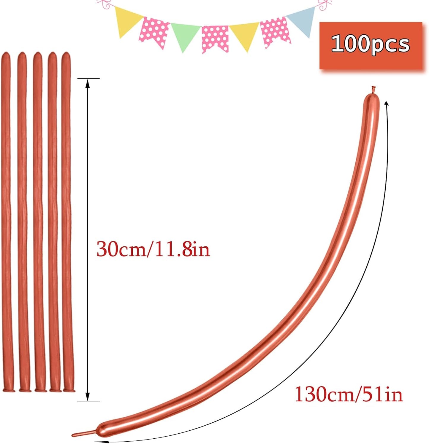 Rose Gold 260 long balloons 100 Pack Metallic Rose Gold Twisting Animal Balloons Modeling Long Magic Balloons for DIY Animal Model Wedding Birthday Festival Party Decorations（Metallic Rose Gold）