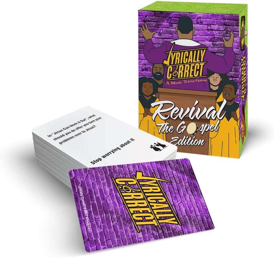 Lyrically Correct Revival Music Trivia Card Game - The Gospel Edition - Finish The Lyrics Challenge, Fun for Adults, Party or Family Night