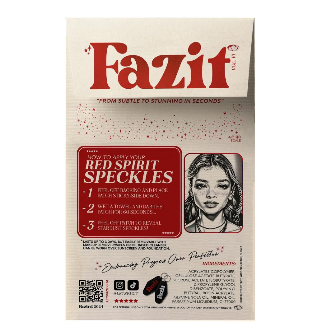 Fazit Makeup Patches - Red Speckles - Glow Up Make-Up Patches - Cute Glitter Makeup Accessories for Women - Cosmetic Glitter for Face