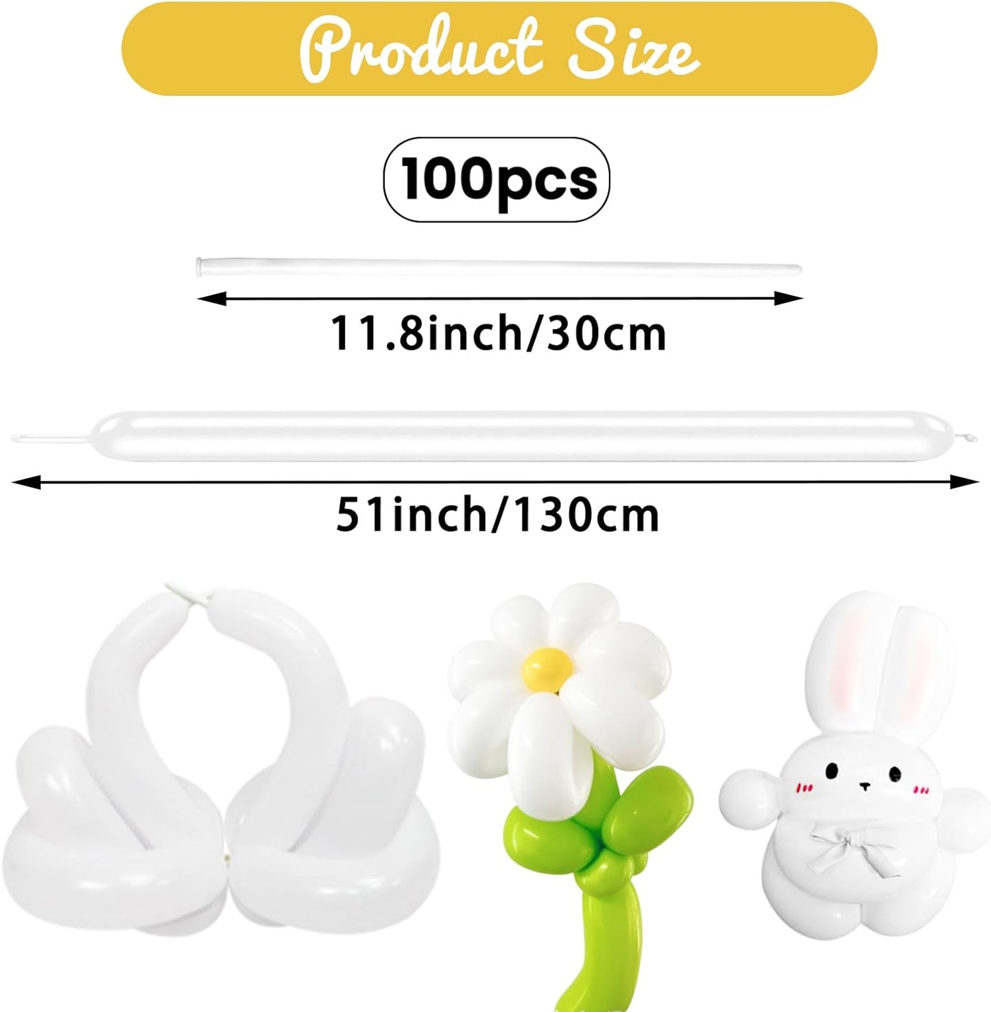100Pcs White 260 Balloons, Skinny Long Balloon for Tying Balloon Arch Twisting Ballon Animal Balloons Birthday Party Wedding Festival Decorations.