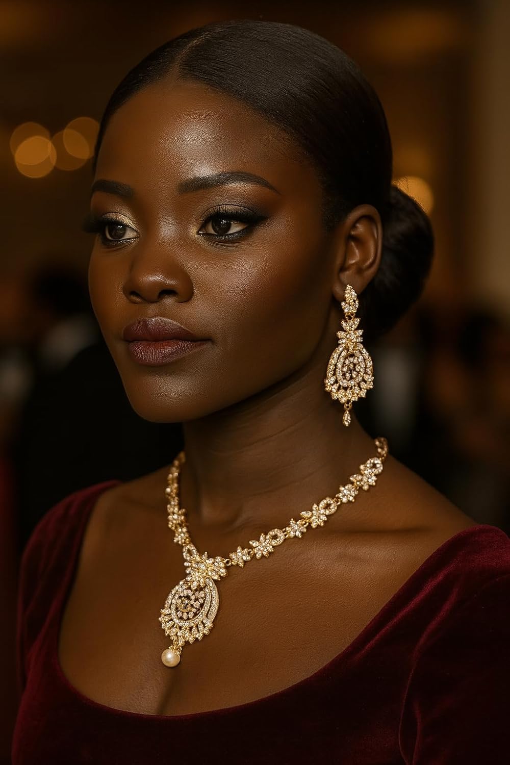 Touchstone Indian jewelry sets for women maang tikka wedding guest gold necklace bollywood jewellery set pageant elegant prom bride accessories western crystal chunky rhinestone necklaces