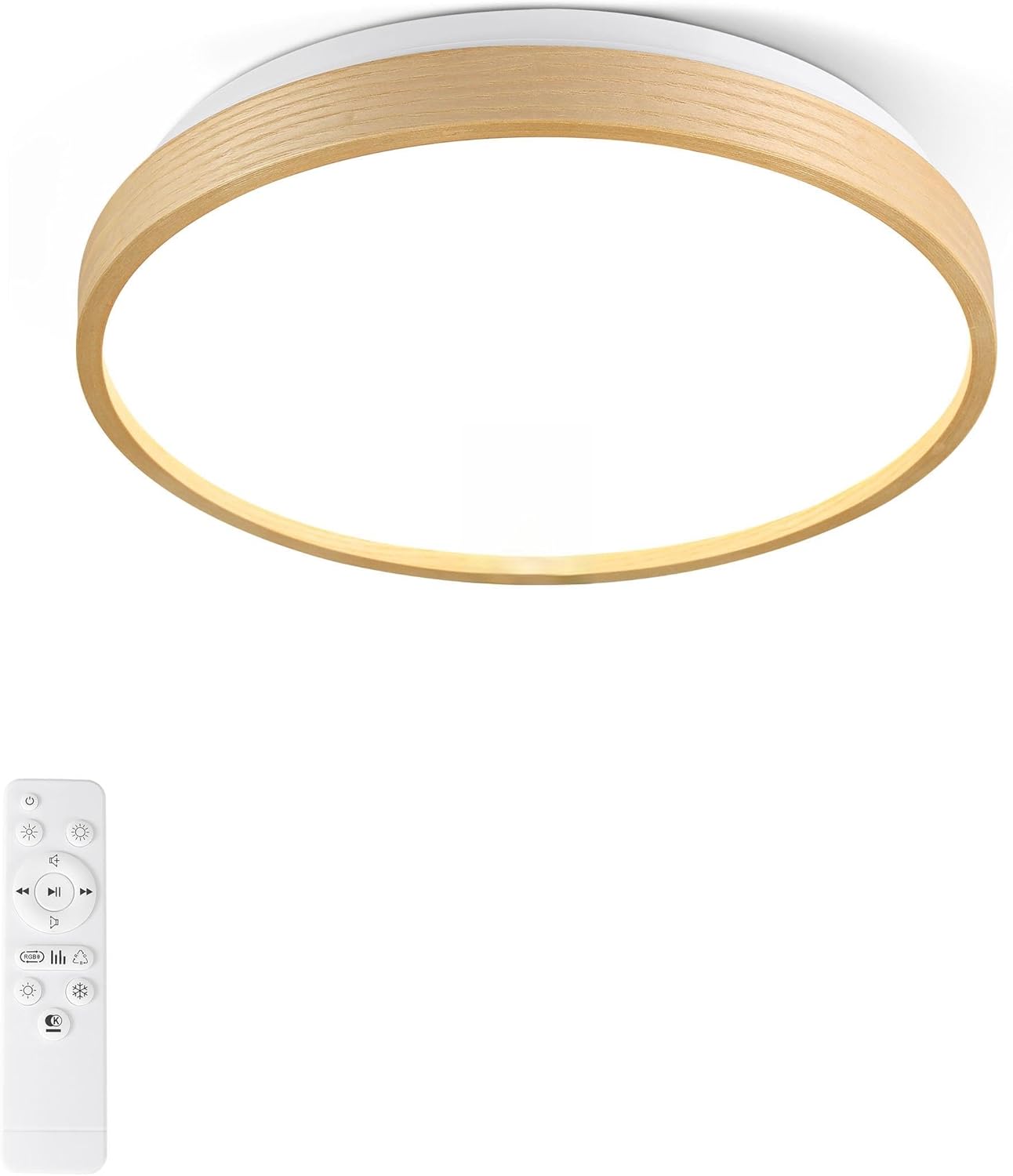 HOREVO Dimmable LED Flush Mount Ceiling Light Fixtur with Bluetooth Speaker & RGB Color Changing Light,24W 2700k-6500K, Modern Ceiling lamp with Remote Control for Living Room Bedroom Kitchen Dining‌