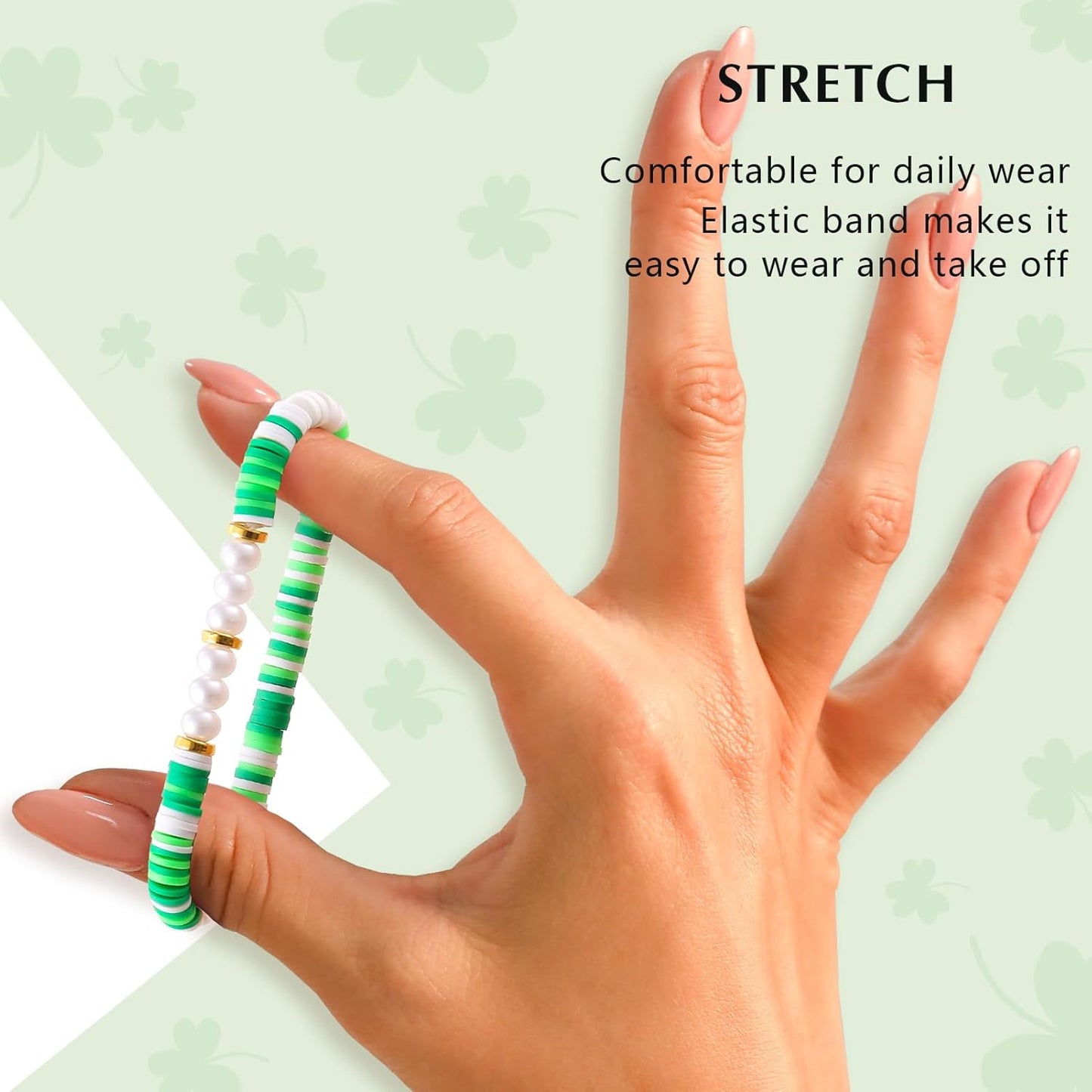 Friendship Bracelets Trendy Heishi Clay Bead Bracelets Stack Gold Beaded Stretch Bracelets for Women Boho Stackable Bracelets Bulk Cute Preppy Jewelry