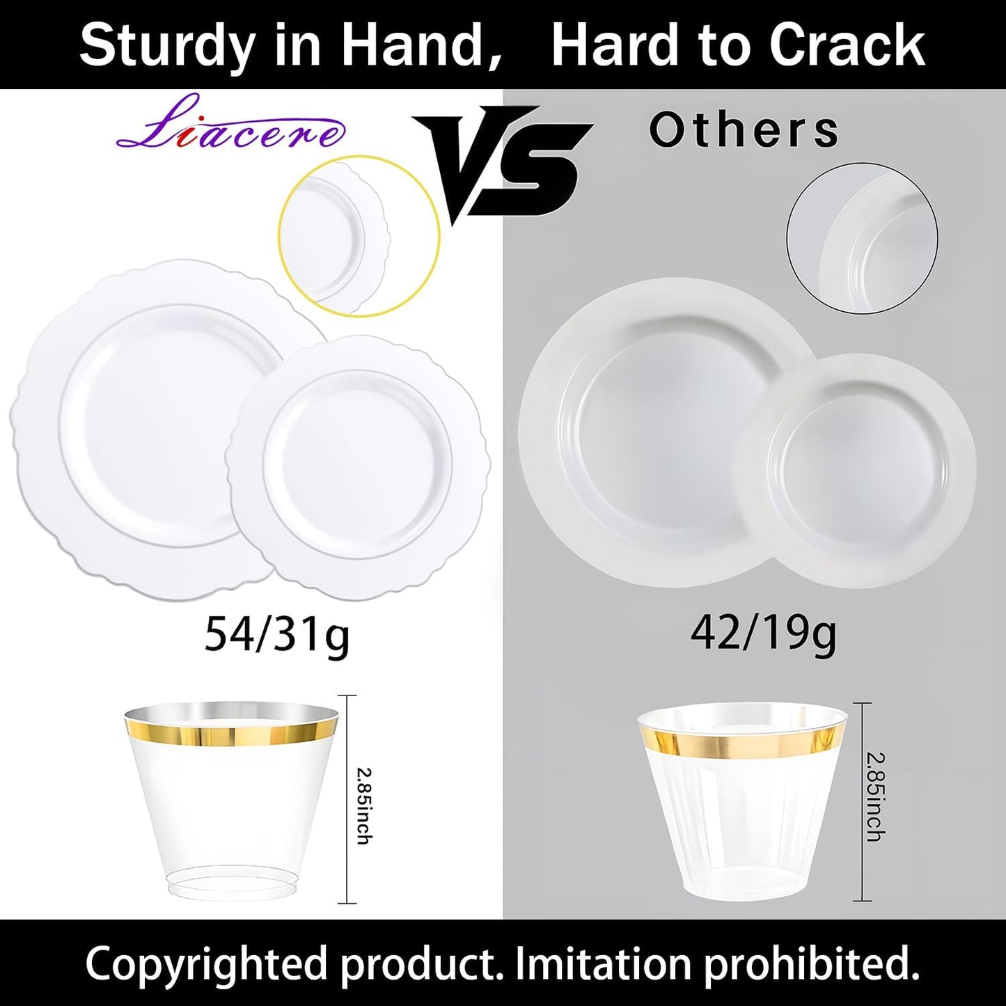 Liacere 350PCS Silver Plastic Plates-Disposable White and Silver Plates 50guest Baroque Plastic Dinnerware Set include 100Plates, 50Pack Pre Rolled Napkins with Silverware 50Cups Perfect for Christmas