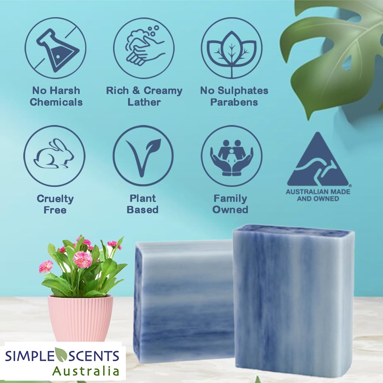 Simple Scents Australia Lilac Scented Natural Soap Bars (12 Bars), 3.5oz Moisturizing French Triple Milled Soap Bars Enriched with Shea Butter - Pure Plant Oil Bath & Body Bars