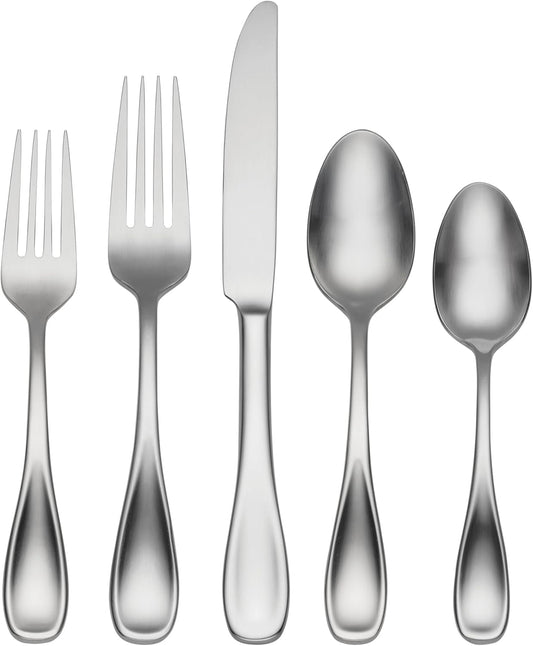 Oneida H221045AL20 Brushed Satin Voss 45 Piece Everyday Flatware Set, Service For 8