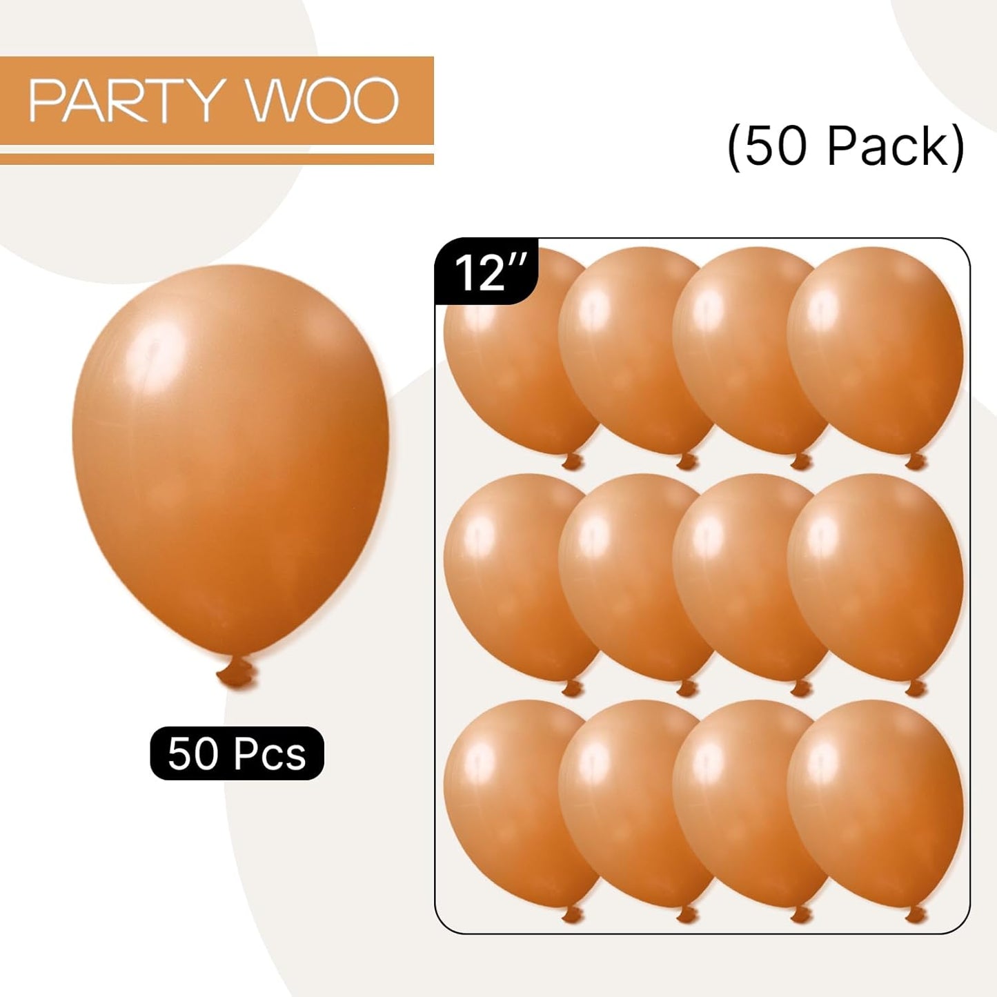 PartyWoo Light Brown Balloons 50 pcs 12 Inch Caramel Brown Tan Boho Neutral Balloons for Graduation Birthday Wedding Baby Shower Gender Reveal Forest Jungle Safari Party Decorations Brown-F10