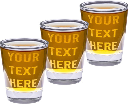 Gifts Inscribed Personalized Shot Glasses Set of 3 – Custom Text Drinking Glasses – Engraved Shot Glass Gift for Men, Wedding, Anniversary, Birthday, Engagement