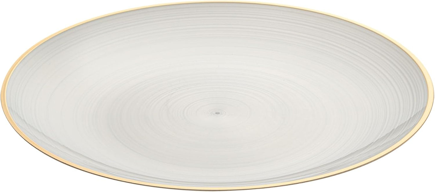 Restaurantware Plastic Plates 20 Pcs 10" Gold Rimmed Disposable Plates Heavy-Duty White Translucent Rippled Plastic Dinner Servers for Party, Weddings, Salads, Desserts, and Appetizers