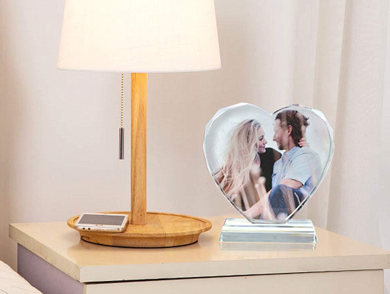 FANF&YKPY Personalized Crystal Custom Color Pictures - Heart-shaped Crystal Photo Frame, Birthdays, gift for her, Wedding Gifts, for Girlfriends, Husbands,Wife,Friends,Parents