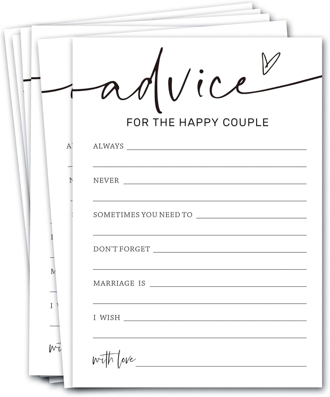 Wedding Shower Games Cards, Advice for the Happy Couple, Bridal Shower Games 25 Guests, Engagement Party Wedding Games for Guests, Minimalist White Wedding Party Supplies - A10