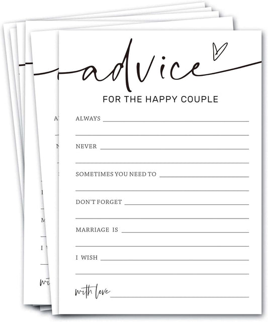 Wedding Shower Games Cards, Advice for the Happy Couple, Bridal Shower Games 25 Guests, Engagement Party Wedding Games for Guests, Minimalist White Wedding Party Supplies - A10
