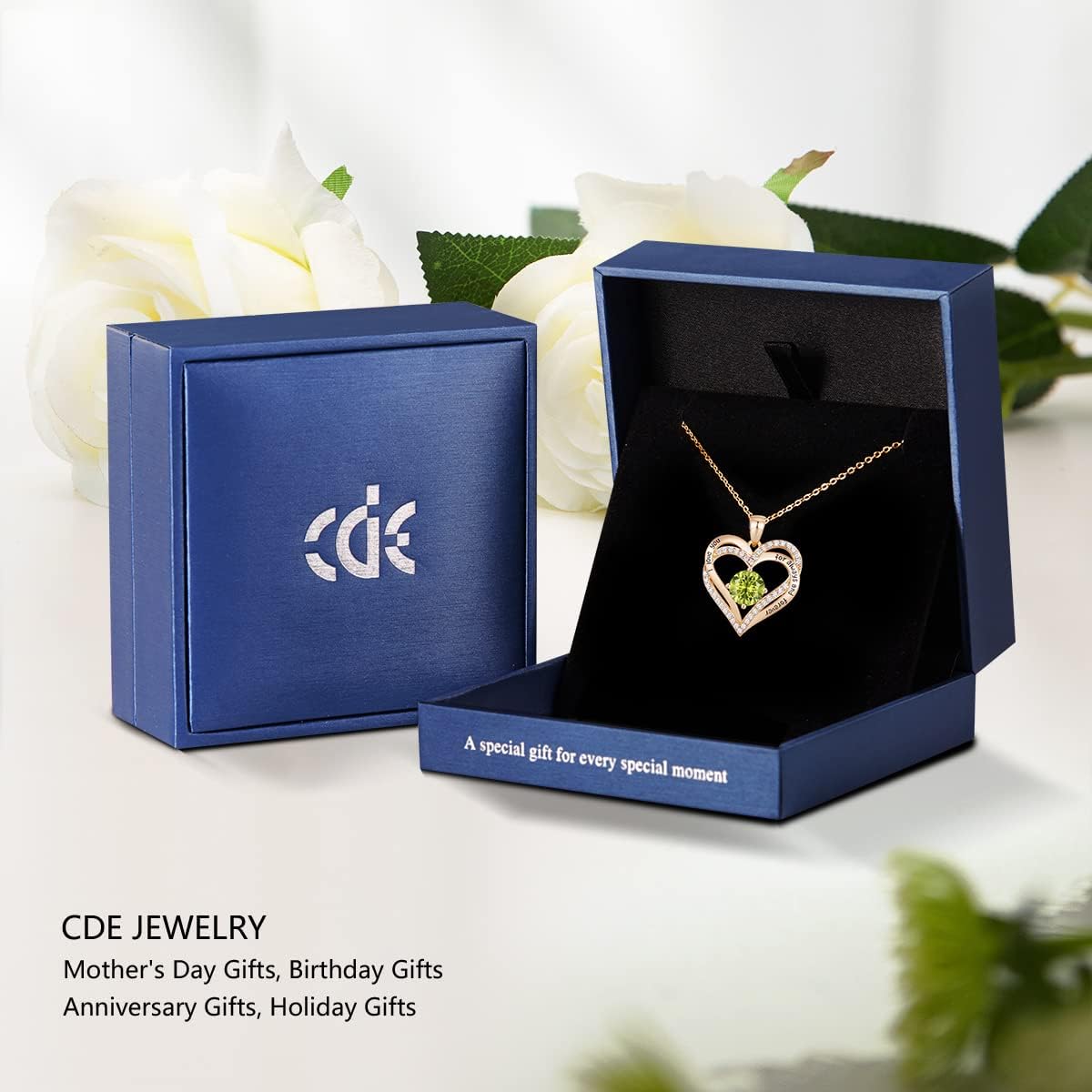 CDE Forever Love Heart Necklaces for Women, Wedding Anniversary, Birthday Mothers Day Christmas Day Gifts for Mom, Mother, Wife, friend, S925 Silver Jewelry with Birthstone Pendant