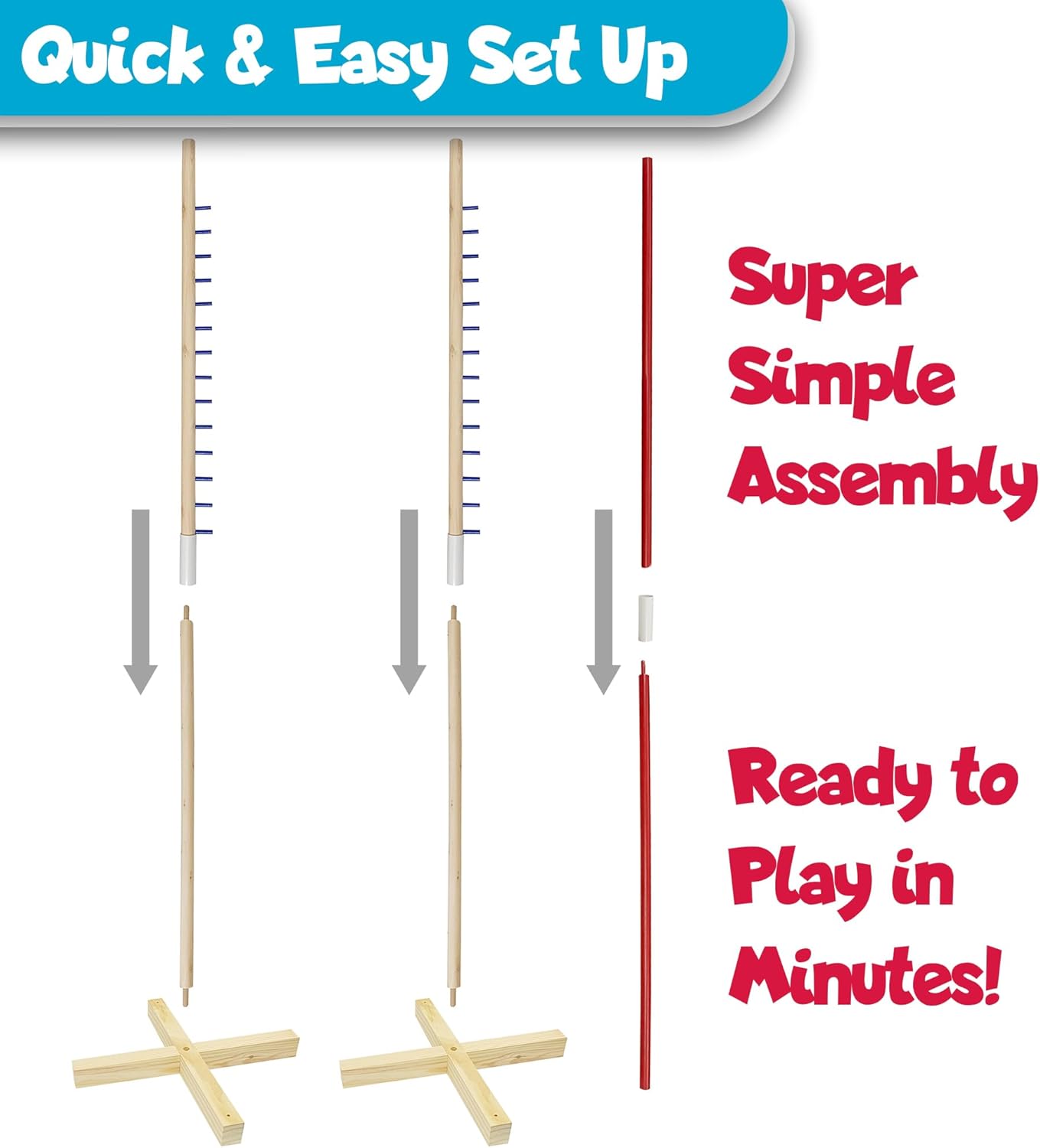 WonkaWoo Wooden Limbo Game for Adults and Kids, Simple Setup Limbo Pole for Outdoor Luau Party Game, Wooden Limbo Stick Yard Game