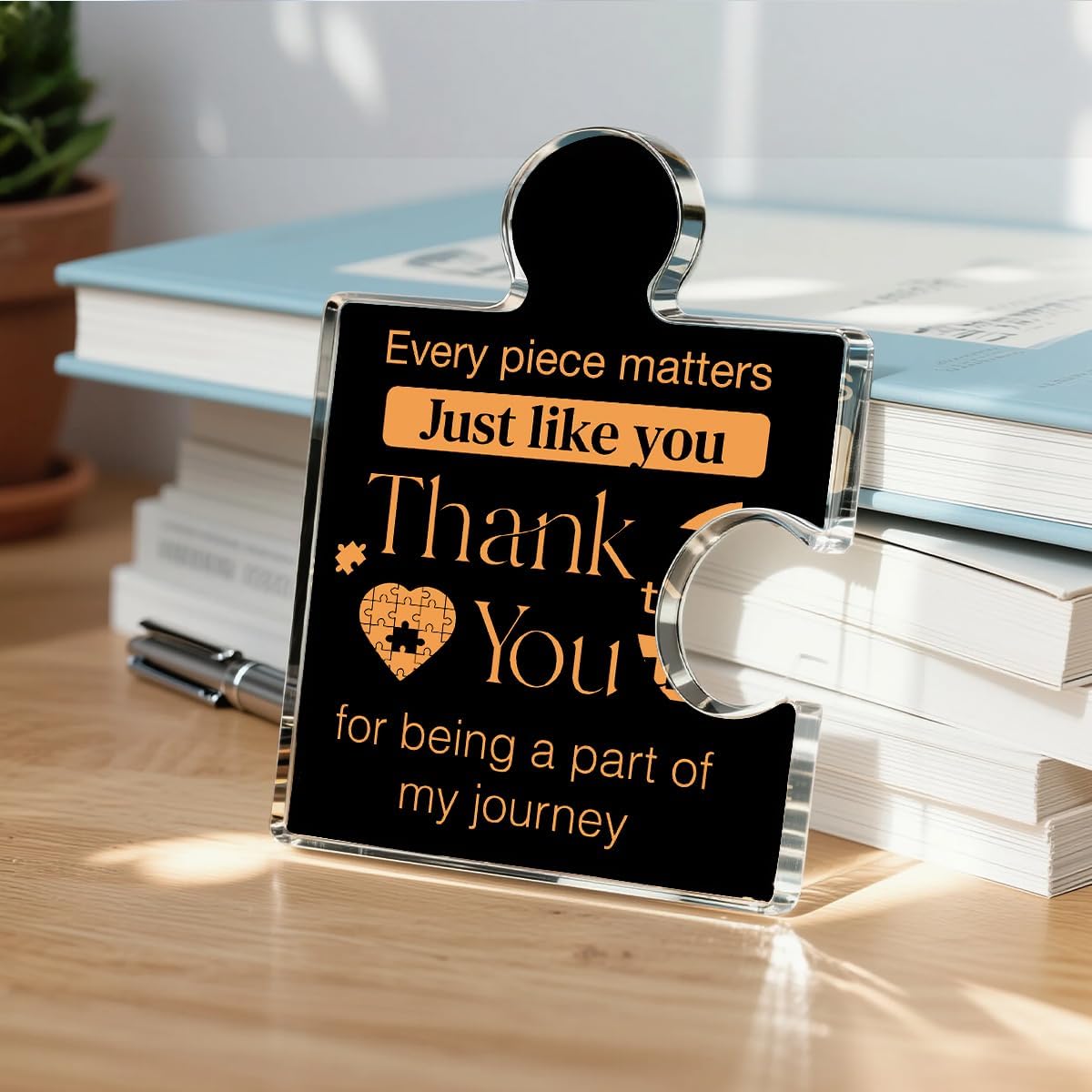 Thank You Gifts for Coworkers Appreciation Gift Retirement Gifts for Colleagues Employees Boss, Every Piece Matters Just Like You Acrylic Puzzle Piece Plaque Office Decor, Black