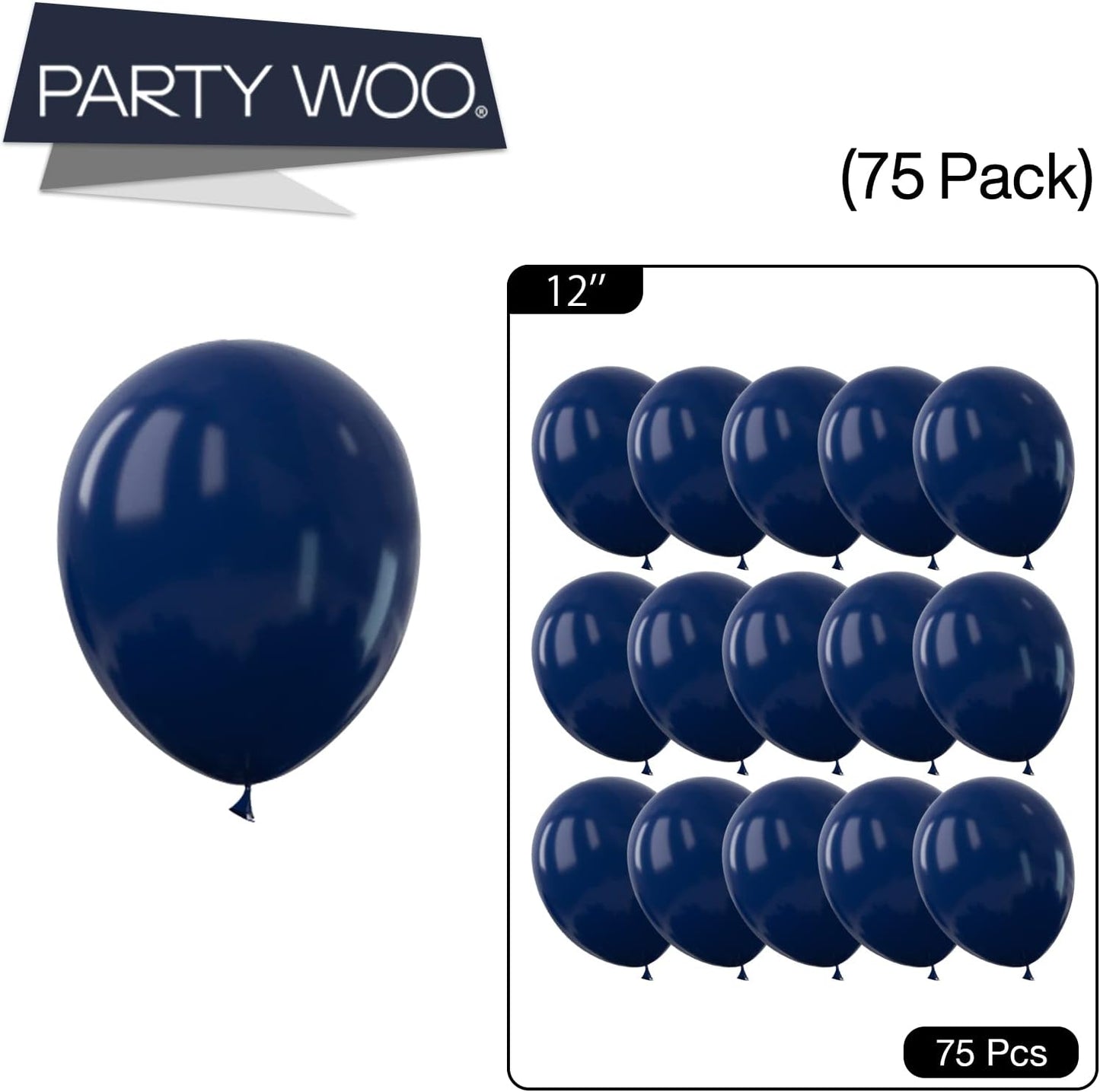 PartyWoo Navy Blue Balloons 50 pcs 12 Inch Matte Dark Blue Latex Helium Balloons for Graduation New Year Weddings Father's Day Sports Theme Baby Shower Birthday Party Decorations Blue-Y72
