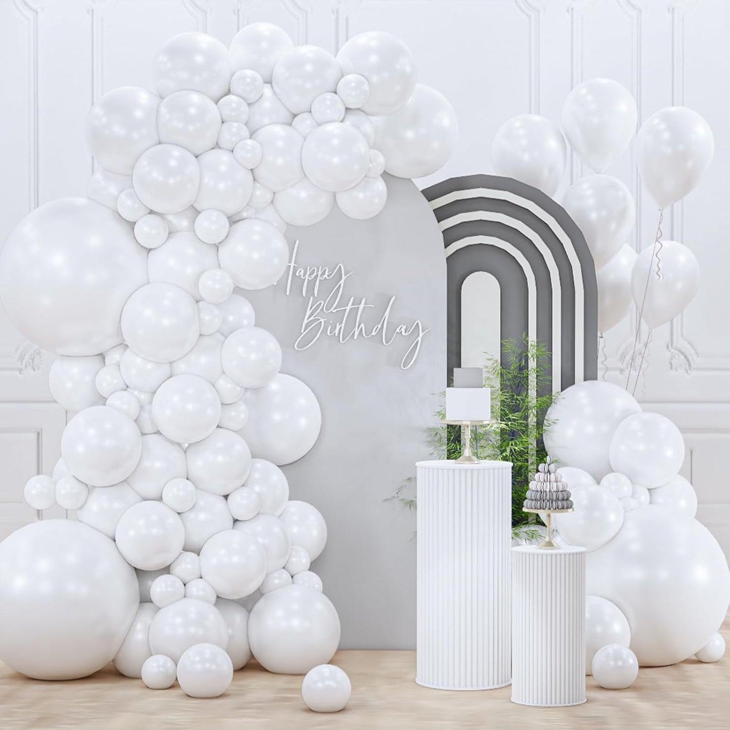 PartyWoo Pearl White Balloons 128 pcs Different Sizes Pack of 18 12 10 5 Inch White Latex Balloon Arch Kit Garland for Wedding Bridal Graduation Baby Shower Birthday Party Decorations White-Z30