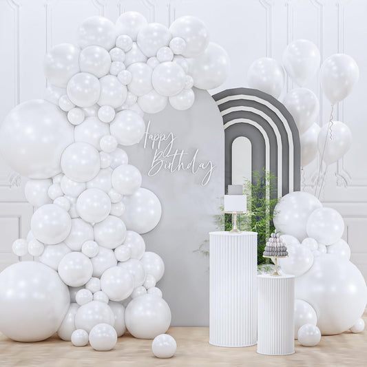 PartyWoo Pearl White Balloons 128 pcs Different Sizes Pack of 18 12 10 5 Inch White Latex Balloon Arch Kit Garland for Wedding Bridal Graduation Baby Shower Birthday Party Decorations White-Z30