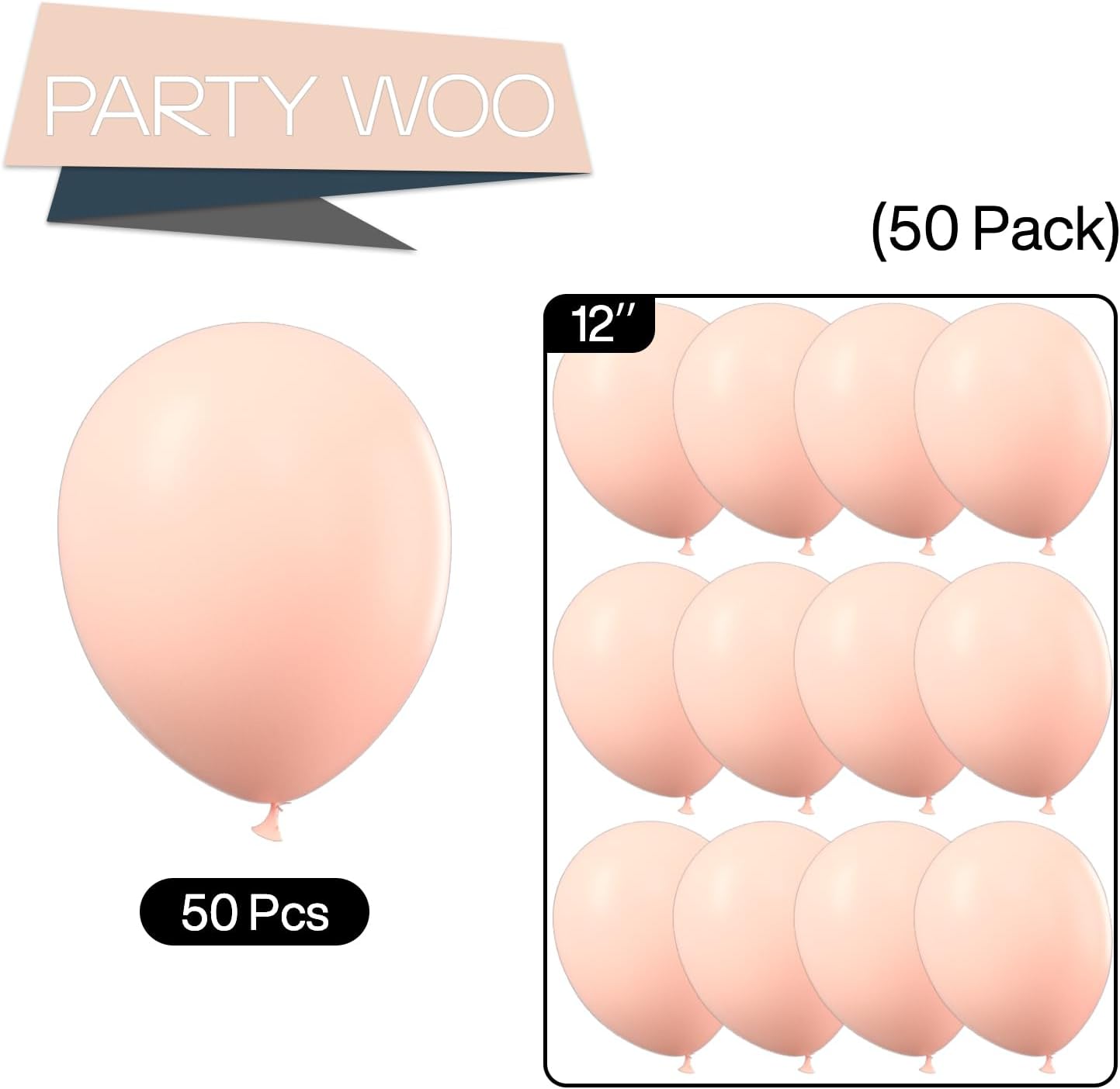 PartyWoo Pastel Orange Balloons 50 pcs 12 Inch Baby Pale Light Pink Orange Latex Helium Balloons for Graduation Wedding Baby Shower Gender Reveal Anniversary Birthday Party Decorations Orange-Q02