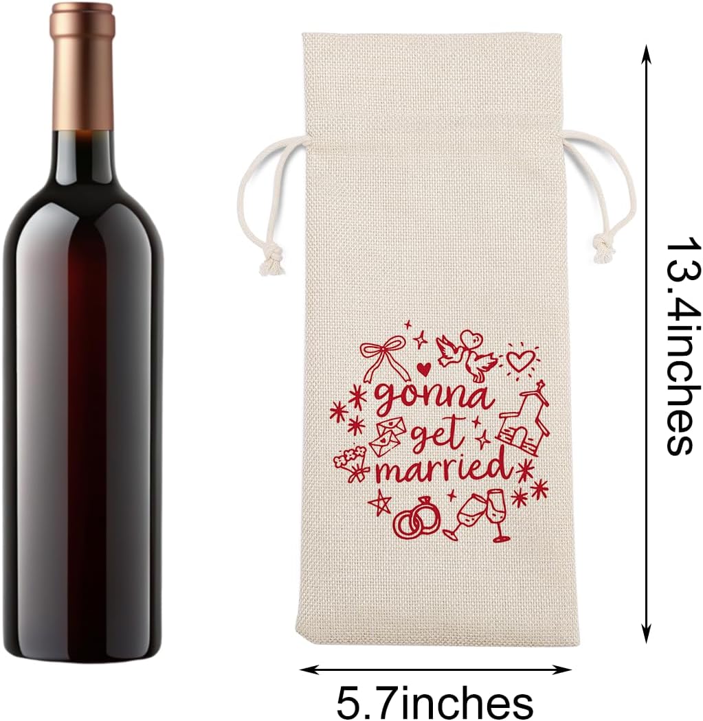 Engagement Wine Gift Bag Wedding Engaged Gifts for Newlyweds Couple Women Men Bridal Shower Gifts for Bride and Groom Pairs Well with Wedding Planning Gonna Get Married Wine Bags