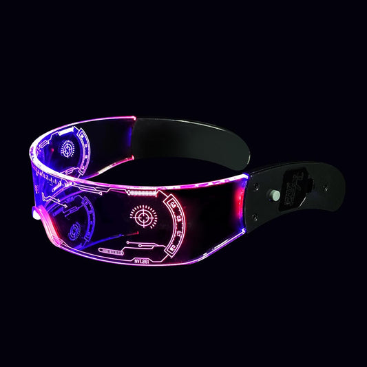 GLITCHCORE light up glasses 7 Colors and 4 Modes Led Visor Cyberpunk glow in the dark glasses Cosplay Party Bar